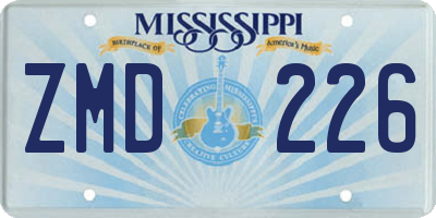 MS license plate ZMD226