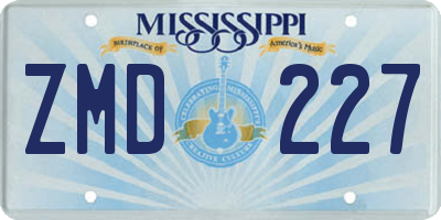 MS license plate ZMD227