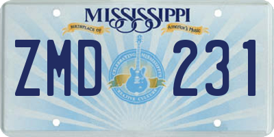 MS license plate ZMD231
