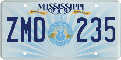 MS license plate ZMD235