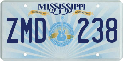MS license plate ZMD238