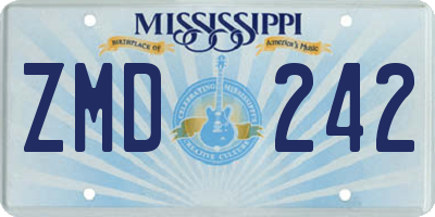 MS license plate ZMD242