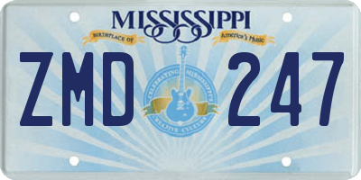 MS license plate ZMD247