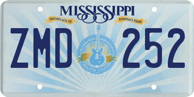 MS license plate ZMD252