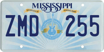 MS license plate ZMD255