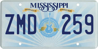 MS license plate ZMD259