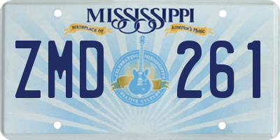 MS license plate ZMD261