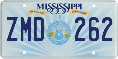 MS license plate ZMD262