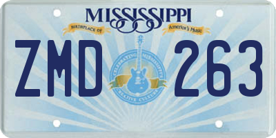 MS license plate ZMD263