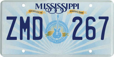 MS license plate ZMD267