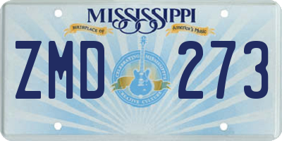 MS license plate ZMD273