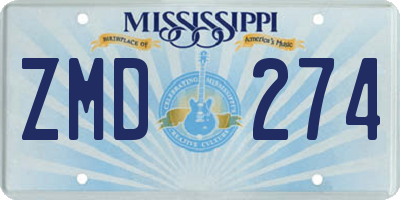 MS license plate ZMD274