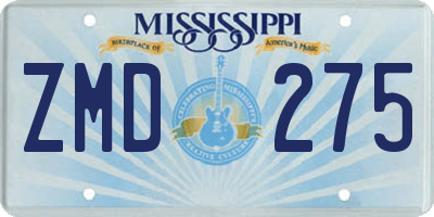 MS license plate ZMD275