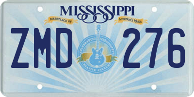 MS license plate ZMD276