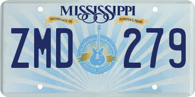MS license plate ZMD279