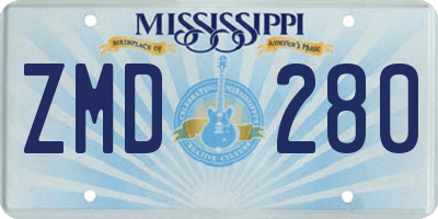 MS license plate ZMD280