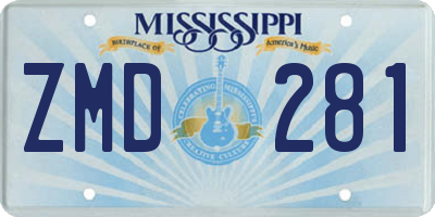 MS license plate ZMD281