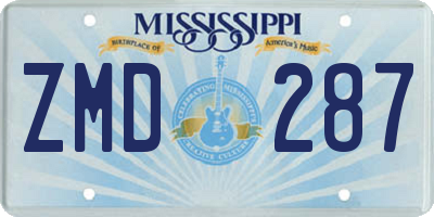MS license plate ZMD287