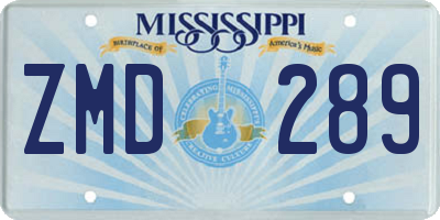 MS license plate ZMD289