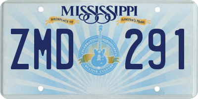 MS license plate ZMD291
