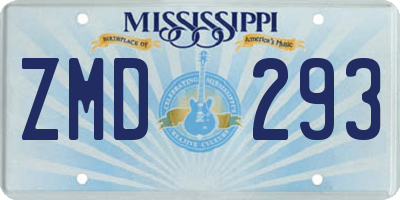 MS license plate ZMD293