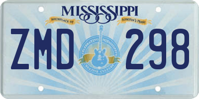MS license plate ZMD298
