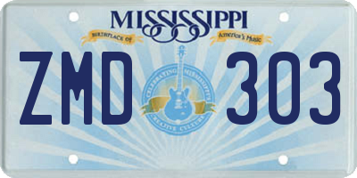 MS license plate ZMD303