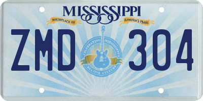 MS license plate ZMD304