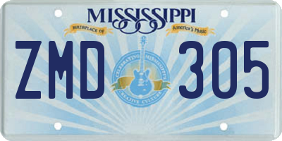 MS license plate ZMD305