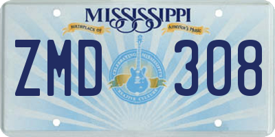 MS license plate ZMD308
