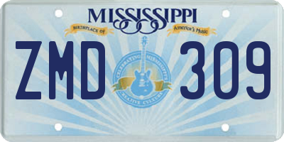 MS license plate ZMD309