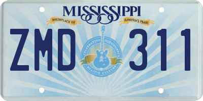 MS license plate ZMD311