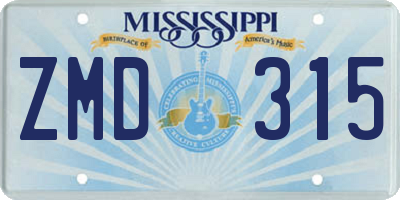 MS license plate ZMD315
