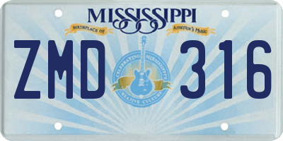 MS license plate ZMD316
