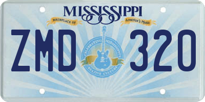 MS license plate ZMD320
