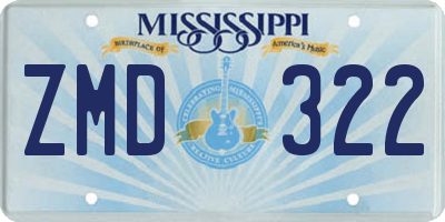 MS license plate ZMD322