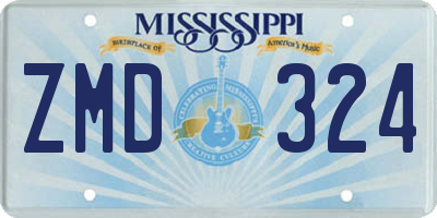 MS license plate ZMD324