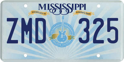MS license plate ZMD325