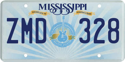 MS license plate ZMD328
