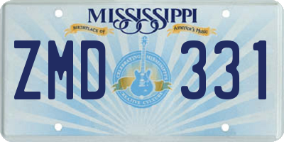 MS license plate ZMD331