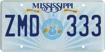 MS license plate ZMD333