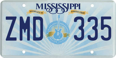 MS license plate ZMD335