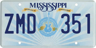 MS license plate ZMD351