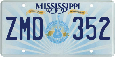 MS license plate ZMD352