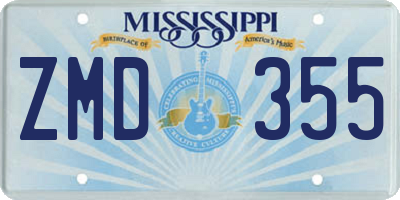 MS license plate ZMD355