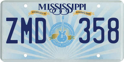 MS license plate ZMD358