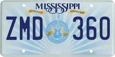MS license plate ZMD360
