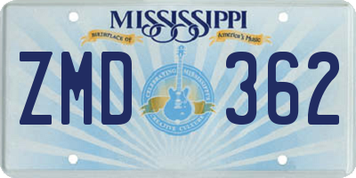 MS license plate ZMD362