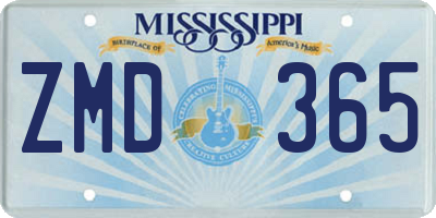 MS license plate ZMD365
