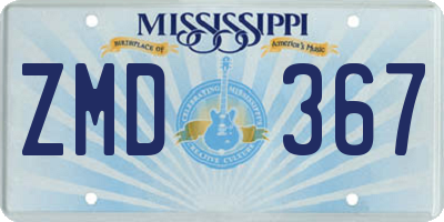 MS license plate ZMD367